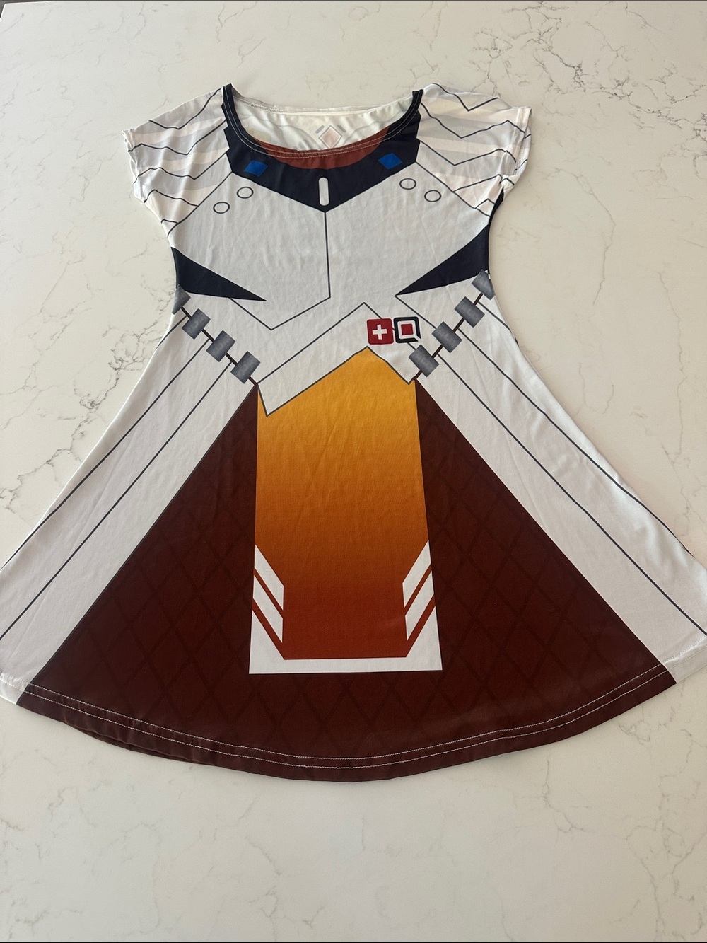 Overwatch Mercy Cosplay Skater Dress Costume